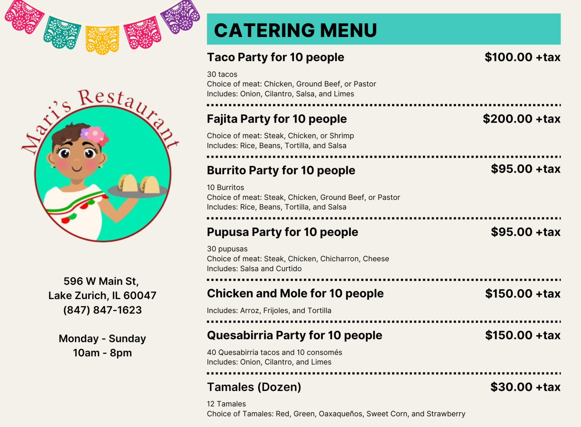 Catering Menu